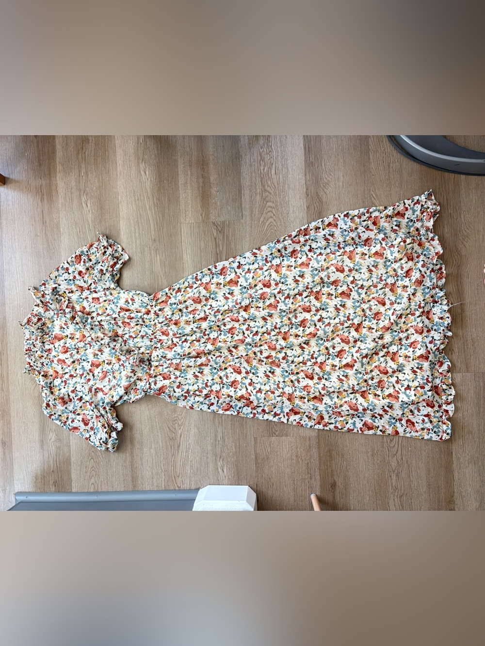 bohme Cream Maxi Dress with Coral and Teal Floral Print